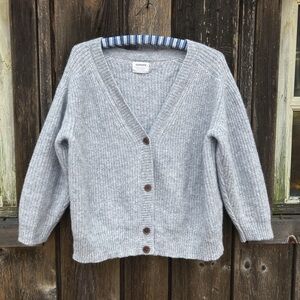 Aymara Cardigan Sweater Luxury Baby Alpaca Gray Cottagecore Academia Style sz L